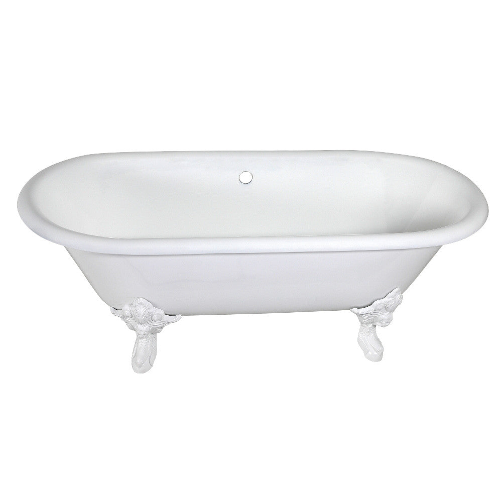 Aqua Eden VCTDE7232NLW 72-Inch Cast Iron Double Ended Clawfoot Tub (No Faucet Drillings), White - BNGBath
