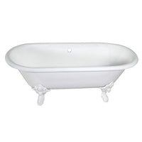 Thumbnail for Aqua Eden VCTDE7232NLW 72-Inch Cast Iron Double Ended Clawfoot Tub (No Faucet Drillings), White - BNGBath