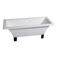 Thumbnail for Aqua Eden VTSQ713218A5 71-Inch Acrylic Double Ended Clawfoot Tub (No Faucet Drillings), White/Oil Rubbed Bronze - BNGBath