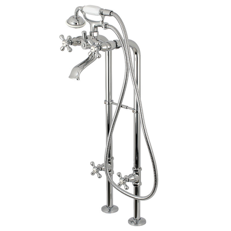 Kingston Brass CCK266K1 Kingston Freestanding Tub Faucet with Supply Line and Stop Valve, Polished Chrome - BNGBath