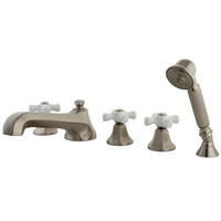 Thumbnail for Kingston Brass KS43085PX Roman Tub Faucet with Hand Shower, Brushed Nickel - BNGBath