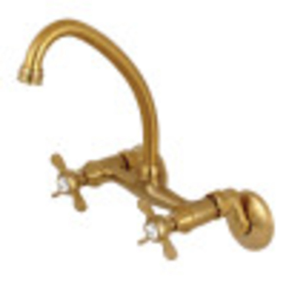 Kingston Brass KS114SB Essex Two Handle Wall Mount Kitchen Faucet, Brushed Brass - BNGBath