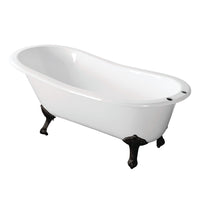 Thumbnail for Aqua Eden VCT7D673122ZB0 67-Inch Cast Iron Single Slipper Clawfoot Tub with 7-Inch Faucet Drillings, White/Matte Black - BNGBath