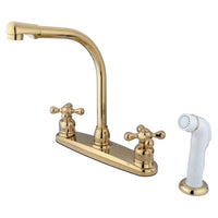Thumbnail for Kingston Brass KB712AX Victorian Centerset Kitchen Faucet, Polished Brass - BNGBath