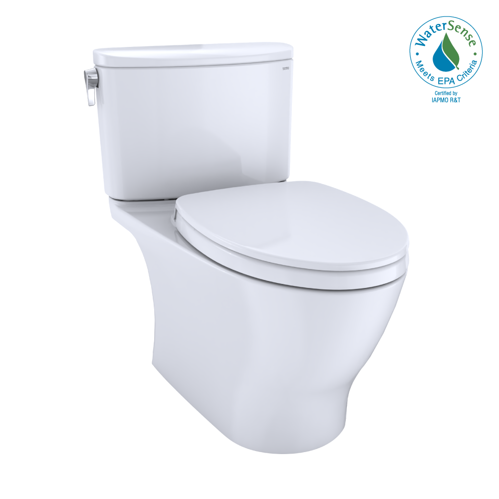 TOTO Nexus Two-Piece Elongated 1.28 GPF Universal Height Toilet with CEFIONTECT and SS124 SoftClose Seat, WASHLET+ Ready,  - MS442124CEFG#01 - BNGBath