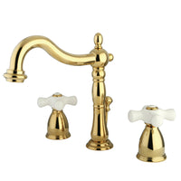 Thumbnail for Kingston Brass KB1972PX Heritage Widespread Bathroom Faucet with Brass Pop-Up, Polished Brass - BNGBath