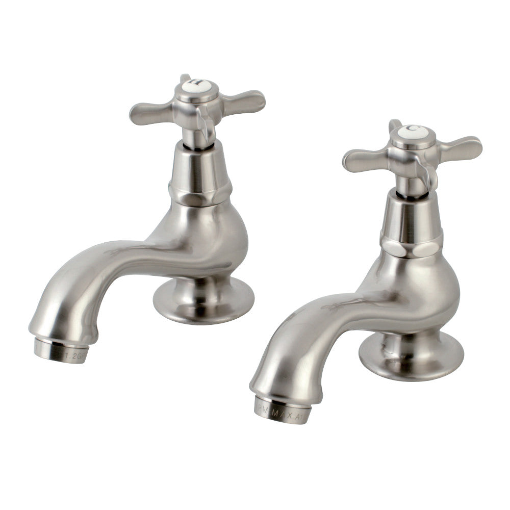 Kingston Brass KS1108BEX Basin Tap Faucet with Cross Handle, Brushed Nickel - BNGBath