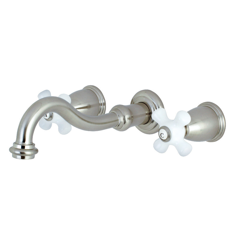 Kingston Brass KS3028PX Restoration Two-Handle Wall Mount Tub Faucet, Brushed Nickel - BNGBath