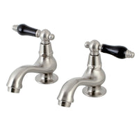 Thumbnail for Kingston Brass KS1108PKL Basin Tap Faucet with Cross Handle, Brushed Nickel - BNGBath