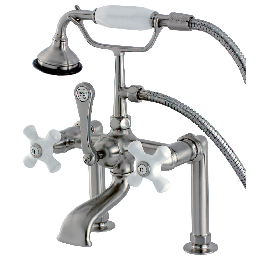 Kingston Brass AE111T8 Auqa Vintage Deck Mount Clawfoot Tub Faucet, Brushed Nickel - BNGBath