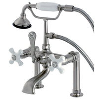 Thumbnail for Kingston Brass AE111T8 Auqa Vintage Deck Mount Clawfoot Tub Faucet, Brushed Nickel - BNGBath