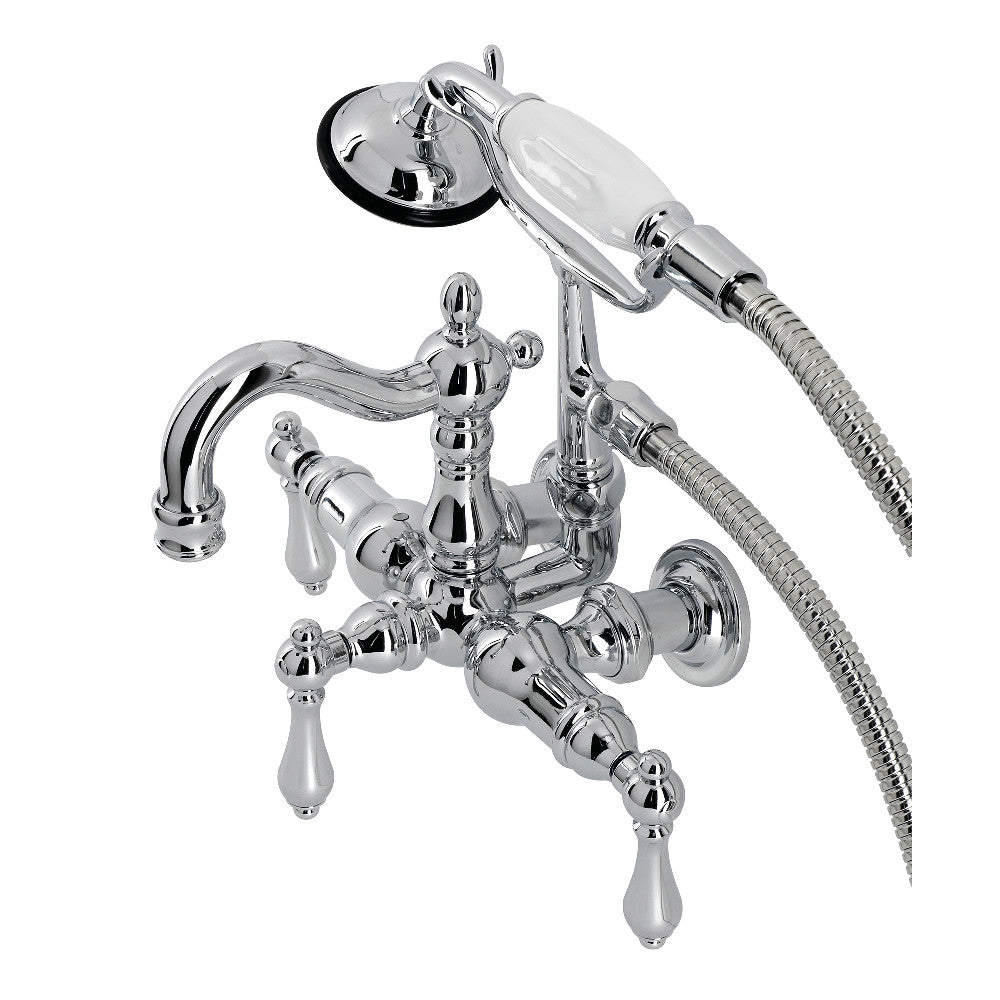 Kingston Brass CA1008T1 Heritage 3-3/8" Tub Wall Mount Clawfoot Tub Faucet with Hand Shower, Polished Chrome - BNGBath