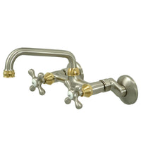 Thumbnail for Kingston Brass KS213SNPB Kingston Two Handle Wall Mount Kitchen Faucet, Brushed Nickel/Polished Brass - BNGBath