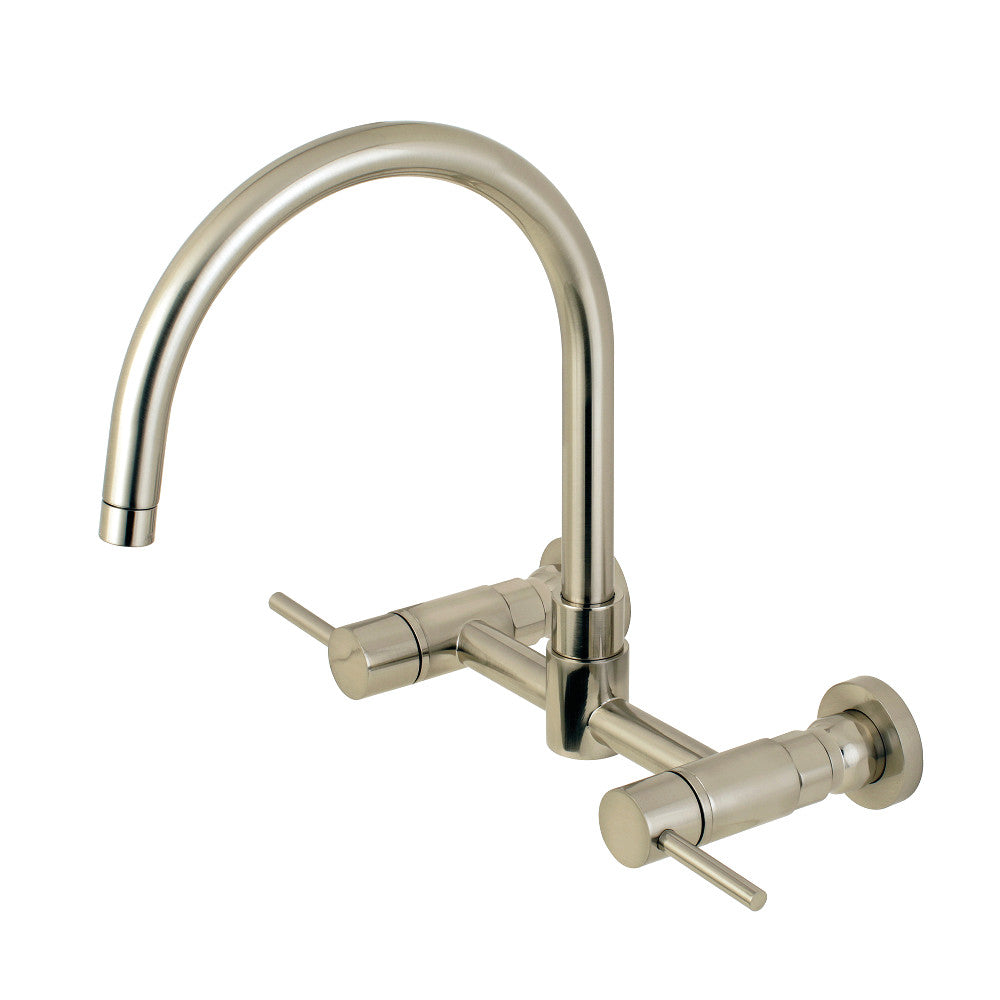 Kingston Brass Concord 8-Inch Centerset Wall Mount Kitchen Faucet, Brushed Nickel - BNGBath