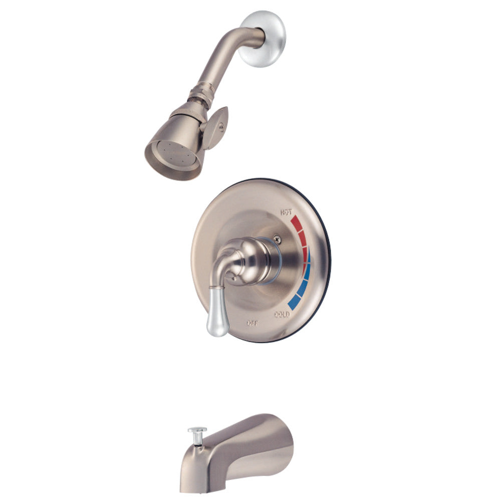 Kingston Brass KB637 Magellan Tub and Shower Faucet with Single Handle, Brushed Nickel/Polished Chrome - BNGBath