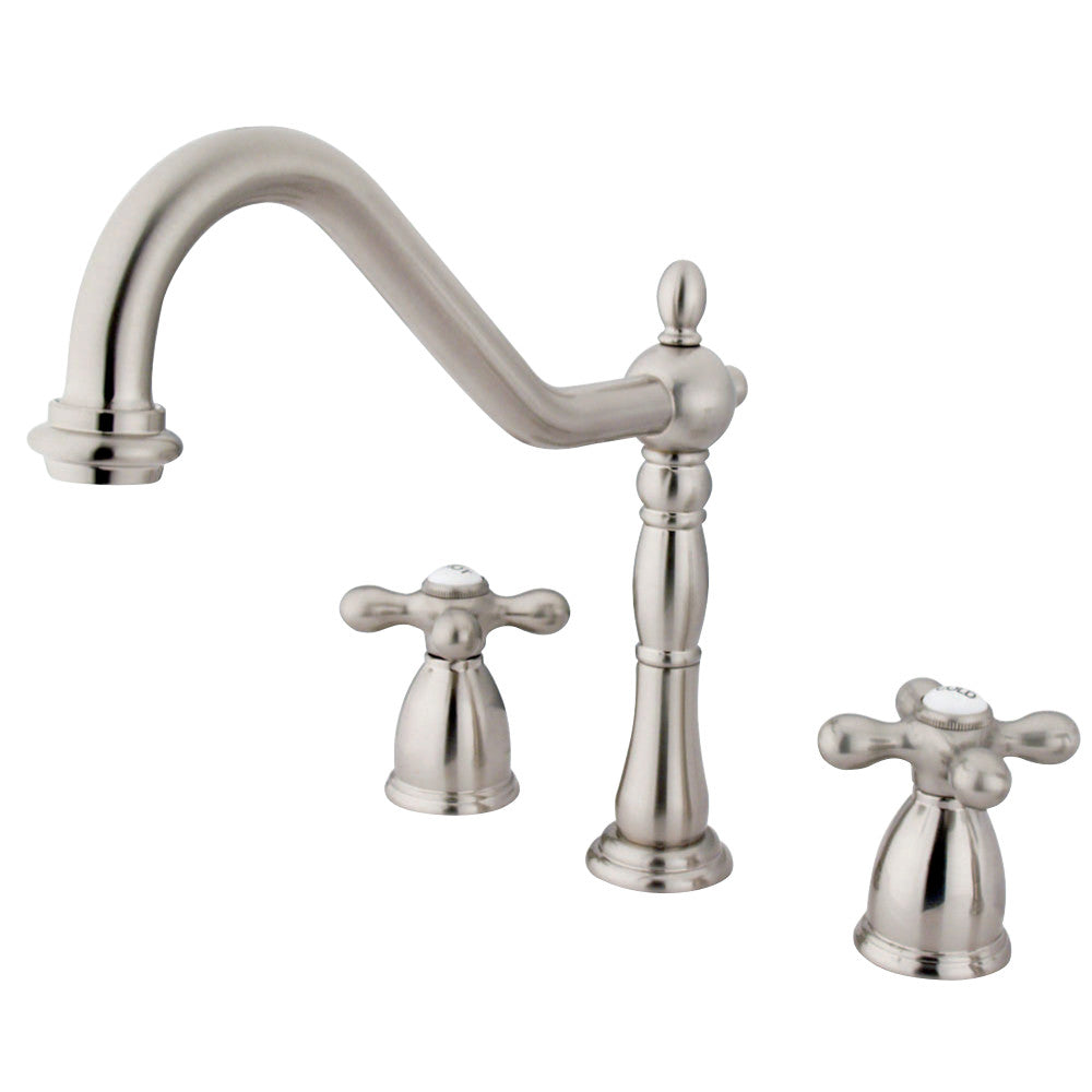 Kingston Brass KB1798AXLS Widespread Kitchen Faucet, Brushed Nickel - BNGBath