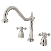 Thumbnail for Kingston Brass KB1798AXLS Widespread Kitchen Faucet, Brushed Nickel - BNGBath