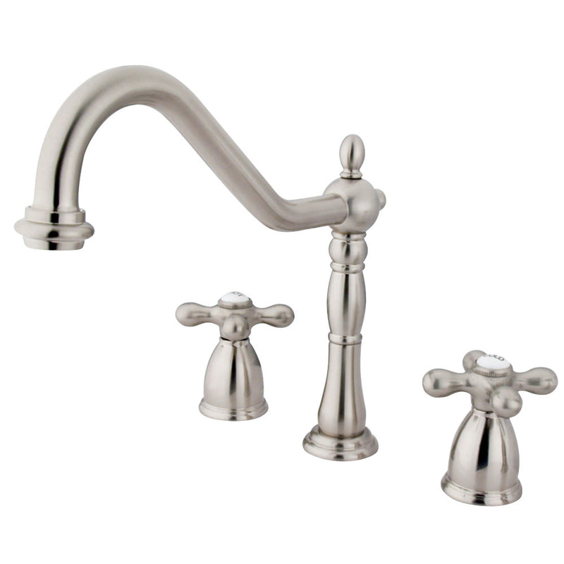 Kingston Brass KB1798AXLS Widespread Kitchen Faucet, Brushed Nickel - BNGBath