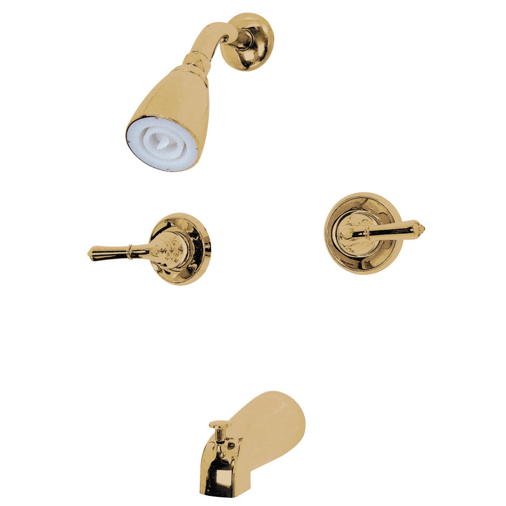 Kingston Brass GKB242 Water Saving Magellan 2-Handle Tub and Shower Faucet with Water Savings Showerhead, Polished Brass - BNGBath