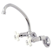 Thumbnail for Kingston Brass KS614C Kingston Two Handle Wall Mount Bathroom Faucet, Polished Chrome - BNGBath