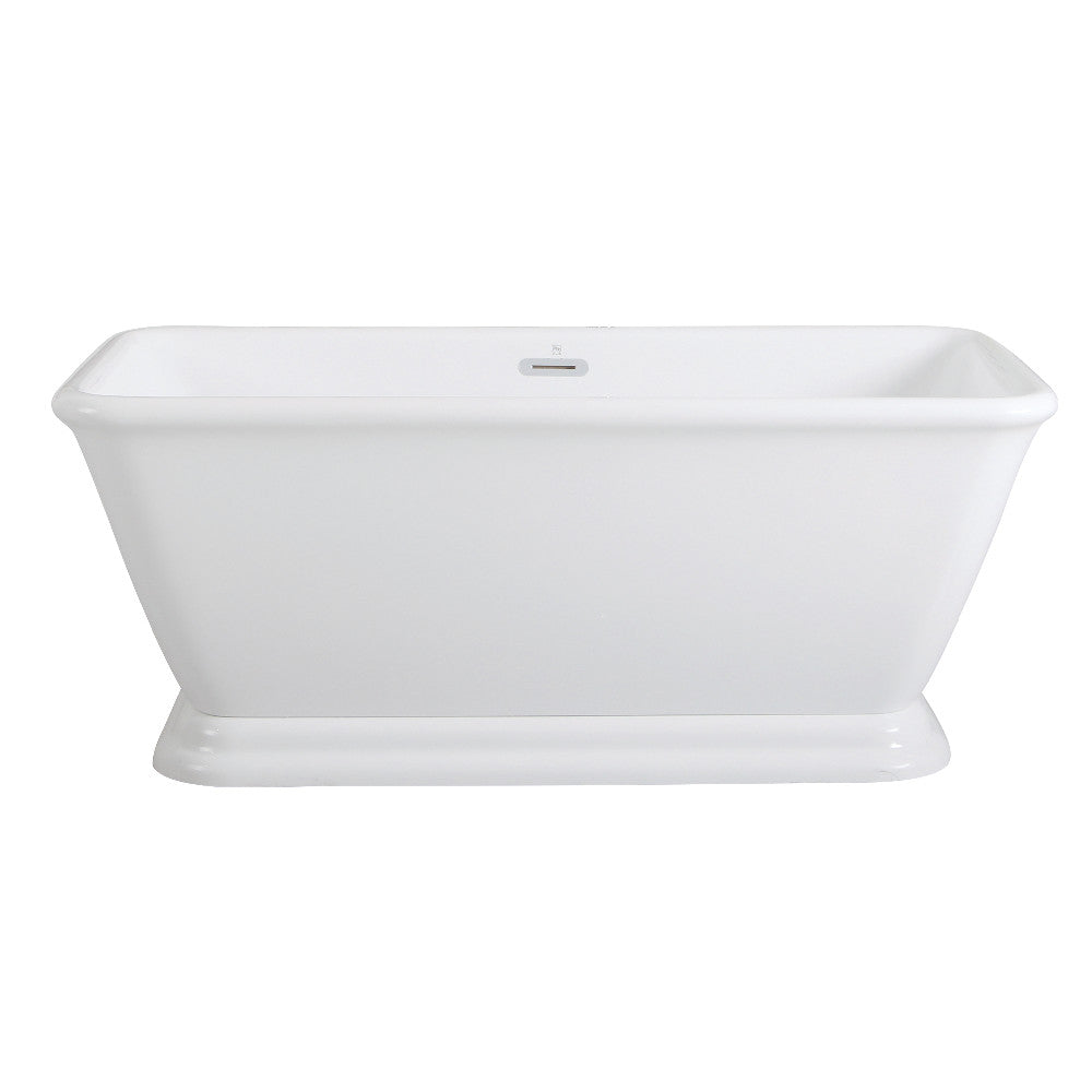 Aqua Eden VTSQ663124 66-Inch Acrylic Double Ended Pedestal Tub with Square Overflow and Pop-Up Drain, White - BNGBath