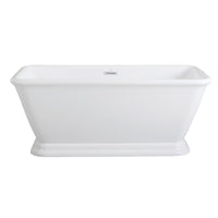 Thumbnail for Aqua Eden VTSQ663124 66-Inch Acrylic Double Ended Pedestal Tub with Square Overflow and Pop-Up Drain, White - BNGBath