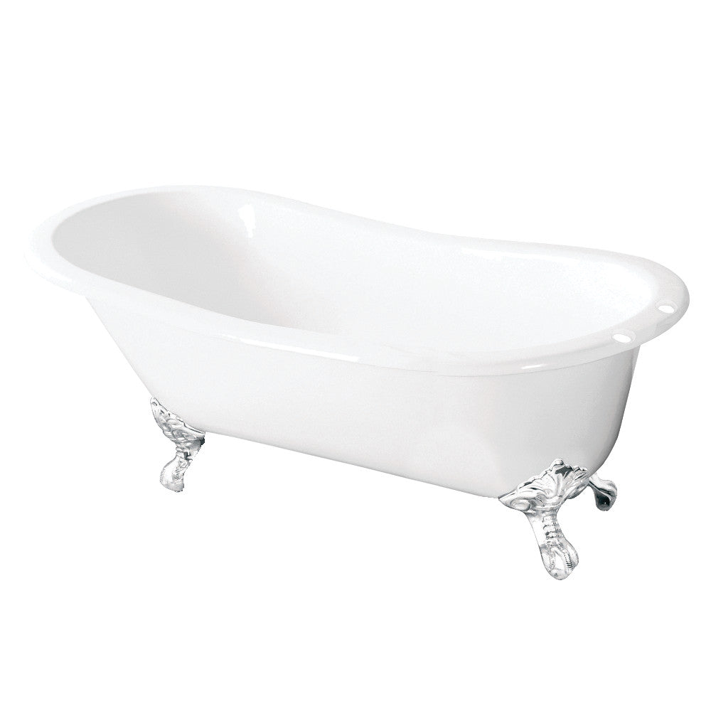 Aqua Eden VCT7D5731BW 57-Inch Cast Iron Slipper Clawfoot Tub with 7-Inch Faucet Drillings, White - BNGBath