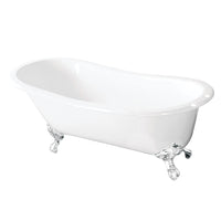 Thumbnail for Aqua Eden VCT7D5731BW 57-Inch Cast Iron Slipper Clawfoot Tub with 7-Inch Faucet Drillings, White - BNGBath