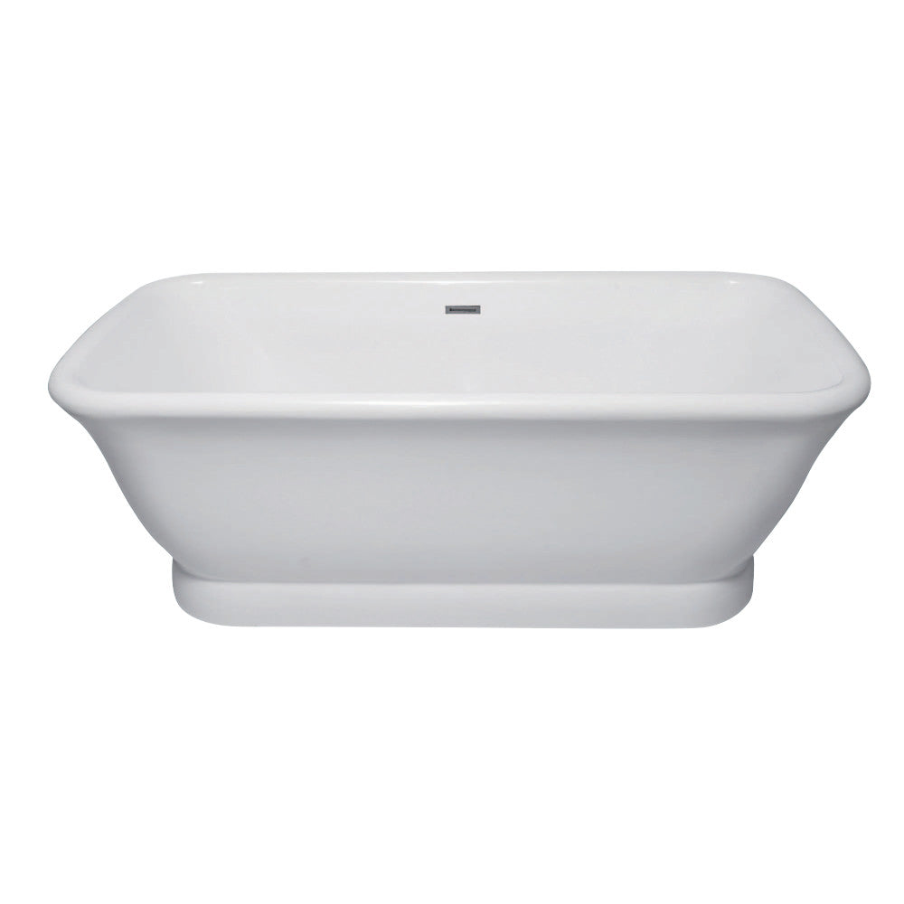 Aqua Eden VTDE713524 71-Inch Acrylic Double Ended Pedestal Tub with Square Overflow and Pop-Up Drain, White - BNGBath