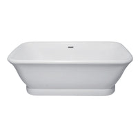 Thumbnail for Aqua Eden VTDE713524 71-Inch Acrylic Double Ended Pedestal Tub with Square Overflow and Pop-Up Drain, White - BNGBath