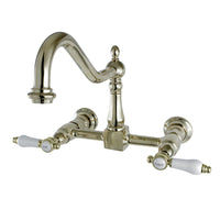 Thumbnail for Kingston Brass KS1242BPL Bel-Air Wall Mount Bridge Kitchen Faucet, Polished Brass - BNGBath