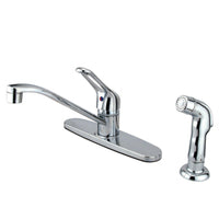Thumbnail for Kingston Brass KB562SP Wyndham Single-Handle Centerset Kitchen Faucet, Polished Chrome - BNGBath