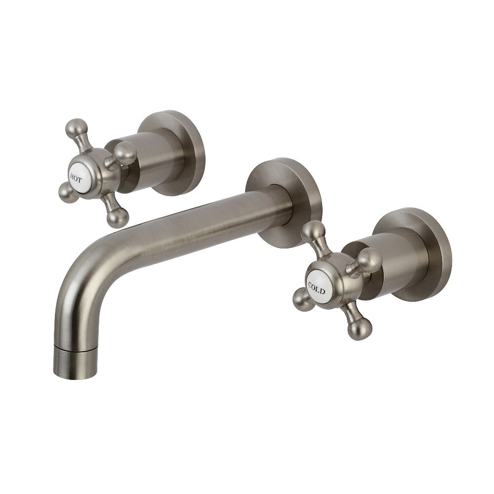 Kingston Brass KS8128BX Metropolitan 2-Handle 8 in. Wall Mount Bathroom Faucet, Brushed Nickel - BNGBath
