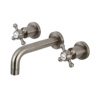 Thumbnail for Kingston Brass KS8128BX Metropolitan 2-Handle 8 in. Wall Mount Bathroom Faucet, Brushed Nickel - BNGBath