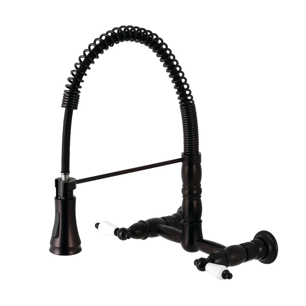 Gourmetier GS1245PL Heritage Two-Handle Wall-Mount Pull-Down Sprayer Kitchen Faucet, Oil Rubbed Bronze - BNGBath
