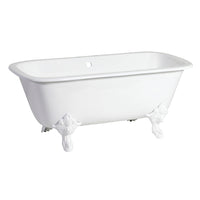 Thumbnail for Aqua Eden VCTQ7D6732NLW 67-Inch Cast Iron Double Ended Clawfoot Tub with 7-Inch Faucet Drillings, White - BNGBath