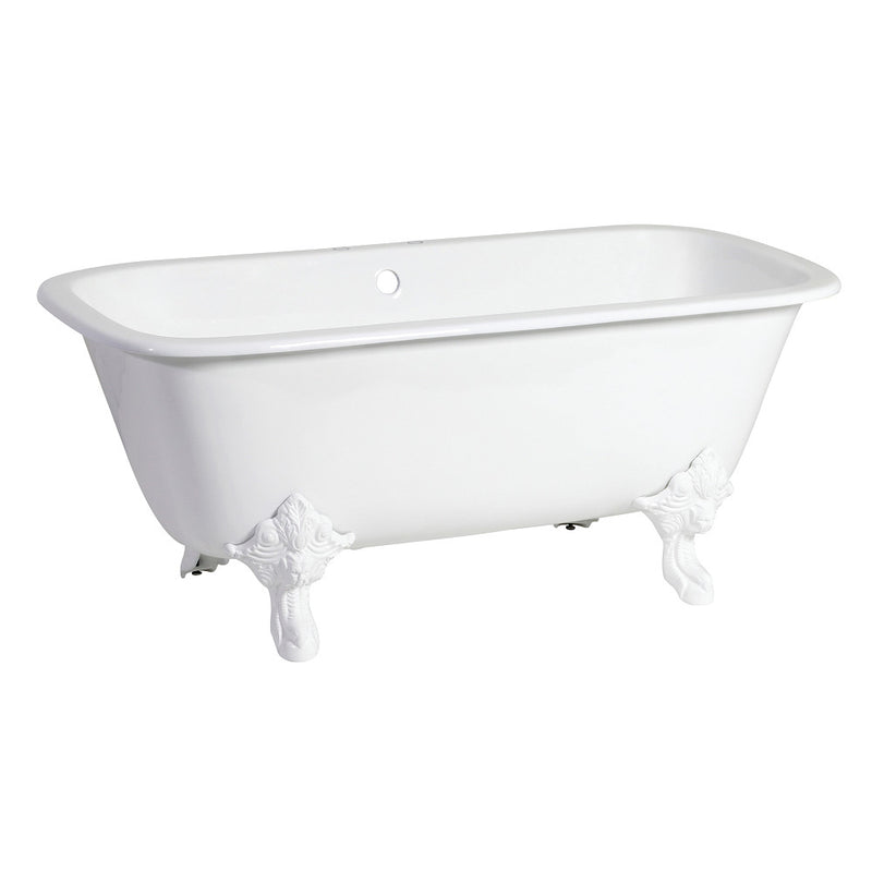 Aqua Eden VCTQ7D6732NLW 67-Inch Cast Iron Double Ended Clawfoot Tub with 7-Inch Faucet Drillings, White - BNGBath
