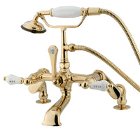 Thumbnail for Kingston Brass CC653T2 Vintage Adjustable Center Deck Mount Tub Faucet, Polished Brass - BNGBath