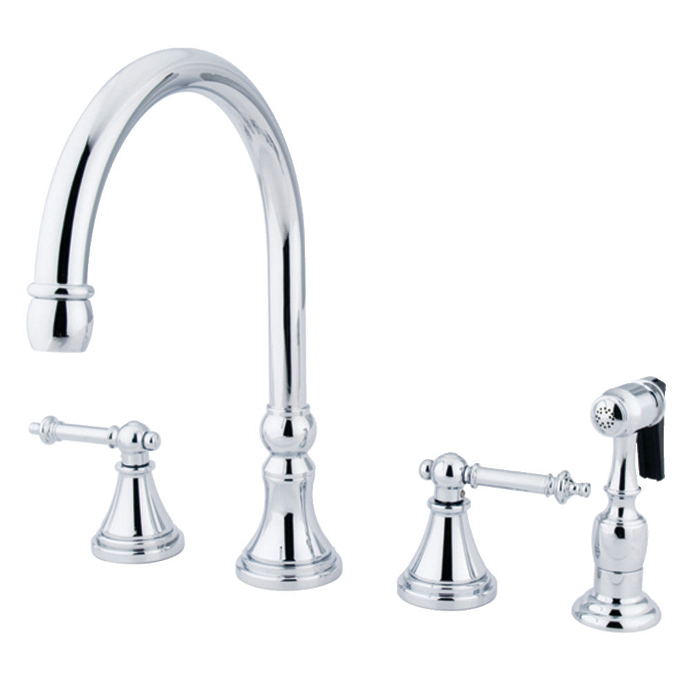 Kingston Brass KS2791TLBS Widespread Kitchen Faucet, Polished Chrome - BNGBath
