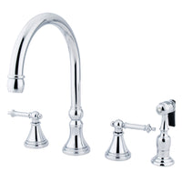 Thumbnail for Kingston Brass KS2791TLBS Widespread Kitchen Faucet, Polished Chrome - BNGBath