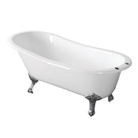 Thumbnail for Aqua Eden VCT7D673122ZB1 67-Inch Cast Iron Single Slipper Clawfoot Tub with 7-Inch Faucet Drillings, White/Polished Chrome - BNGBath