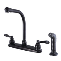 Thumbnail for Kingston Brass FB755NFLSP NuWave French 8-Inch Centerset Kitchen Faucet with Sprayer, Oil Rubbed Bronze - BNGBath