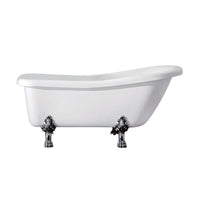 Thumbnail for Aqua Eden VT7DE672826C1 67-Inch Acrylic Single Slipper Clawfoot Tub with 7-Inch Faucet Drillings, White/Polished Chrome - BNGBath