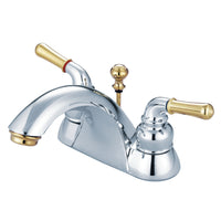 Thumbnail for Kingston Brass KB2624B Naples 4 in. Centerset Bathroom Faucet, Polished Chrome/Polished Brass - BNGBath