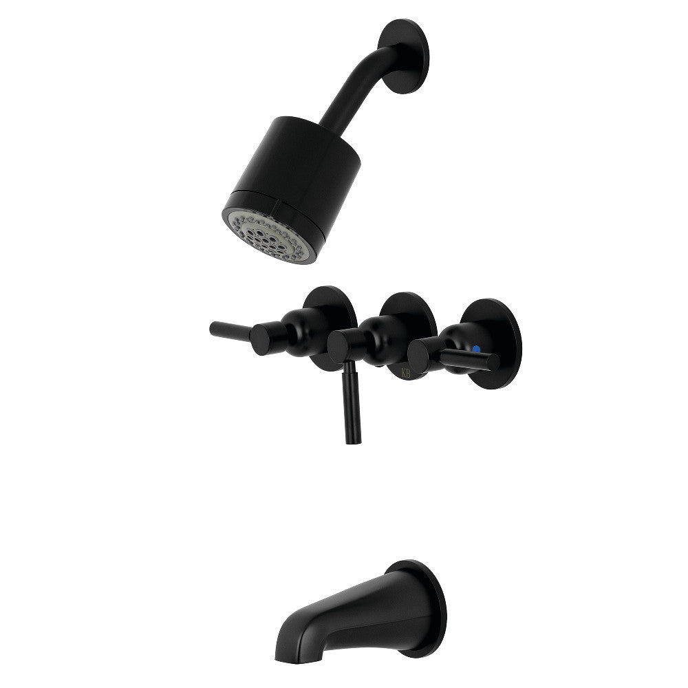 Kingston Brass KBX8130DL Concord Three-Handle Tub and Shower Faucet, Matte Black - BNGBath