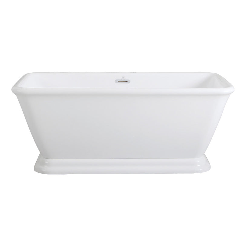 Aqua Eden VTSQ602824 60-Inch Acrylic Double Ended Pedestal Tub with Square Overflow and Pop-Up Drain, White - BNGBath
