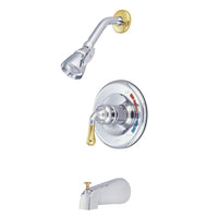 Thumbnail for Kingston Brass GKB634 Water Saving Magellan Tub and Shower Faucet with Water Savings Showerhead, Polished Chrome with Polished Brass - BNGBath