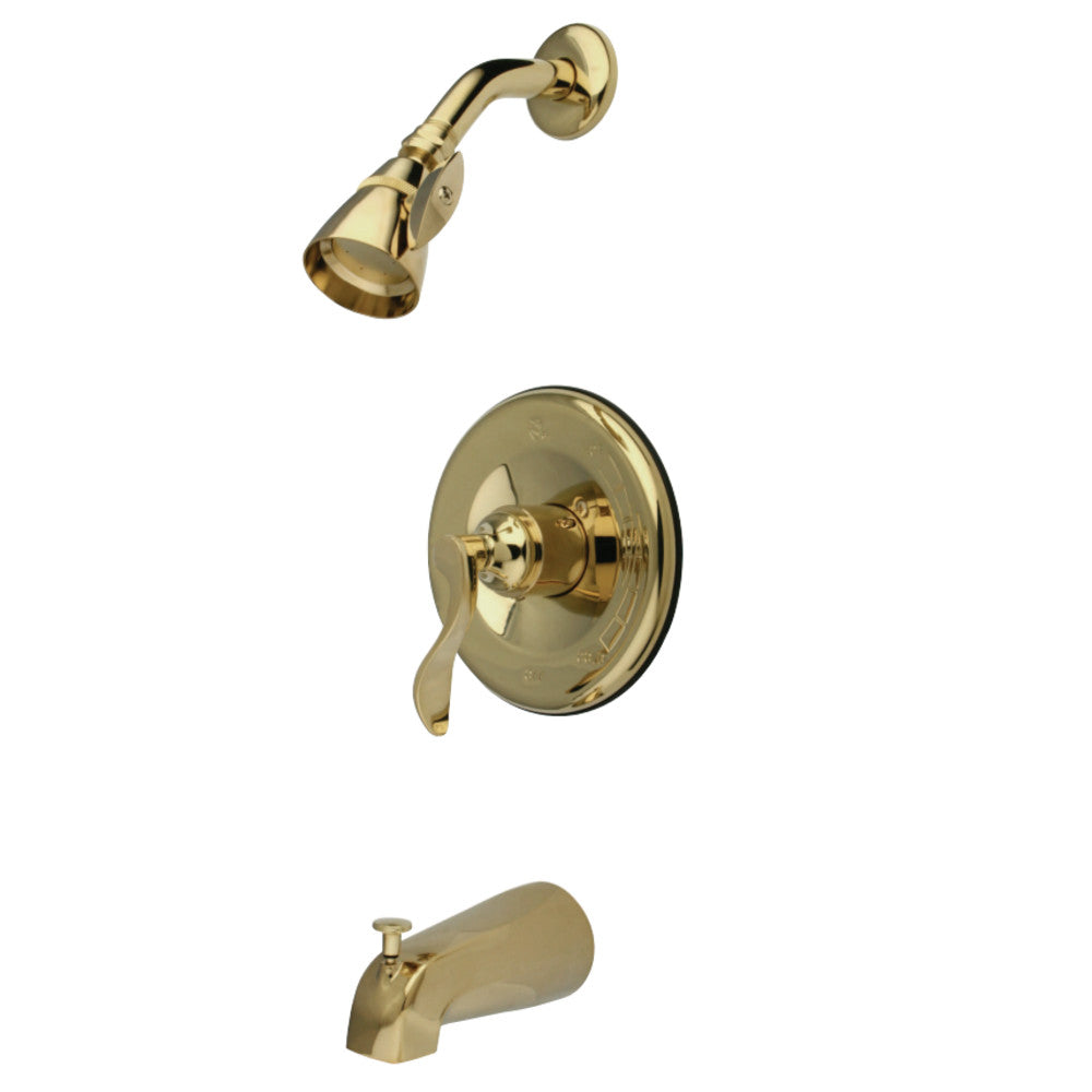 Kingston Brass KB1632DFL NuFrench Tub & Shower Faucet, Polished Brass - BNGBath