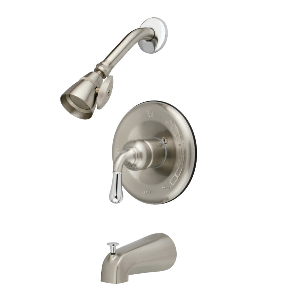 Kingston Brass GKB1637 Magellan Tub and Shower Faucet, Brushed Nickel/Polished Chrome - BNGBath