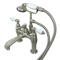 Thumbnail for Kingston Brass CC605T8 Vintage 7-Inch Deck Mount Tub Faucet with Hand Shower, Brushed Nickel - BNGBath